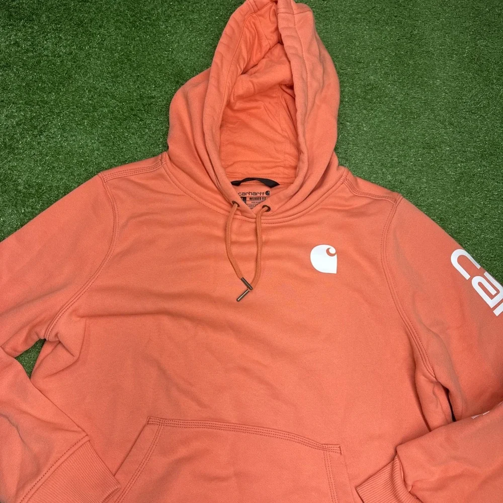 Carhartt Women's Relaxed Fit Midweight Hoodie - Size XL(16-18) Salmon / Orange - Picture 2 of 9